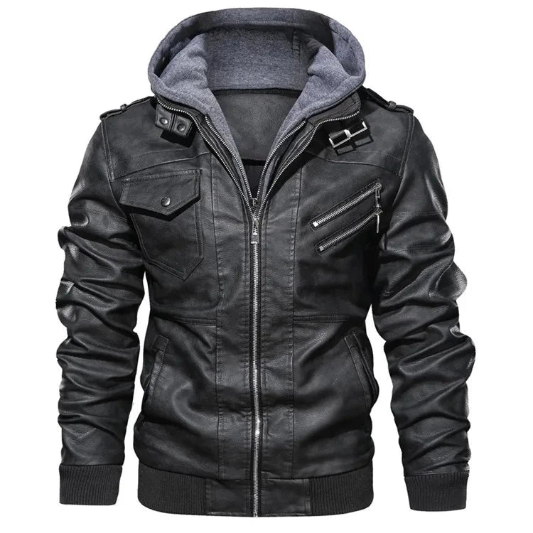 KB New Men's Leather Jackets Autumn Casual Motorcycle PU GlowCart