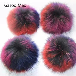 5pcs/ Lot DIY 14-15cm Large Red Black White Raccoon Fur GlowCart