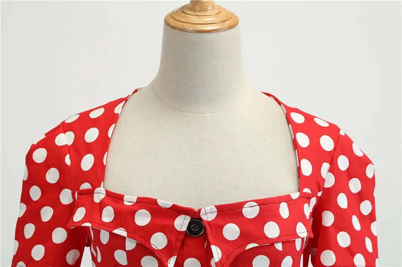 Women Square Collar Elegant Vintage Summer Dress Short GlowCart