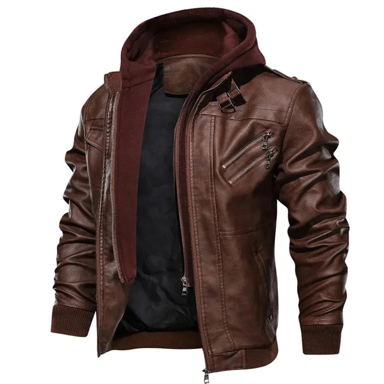 KB New Men's Leather Jackets Autumn Casual Motorcycle PU GlowCart