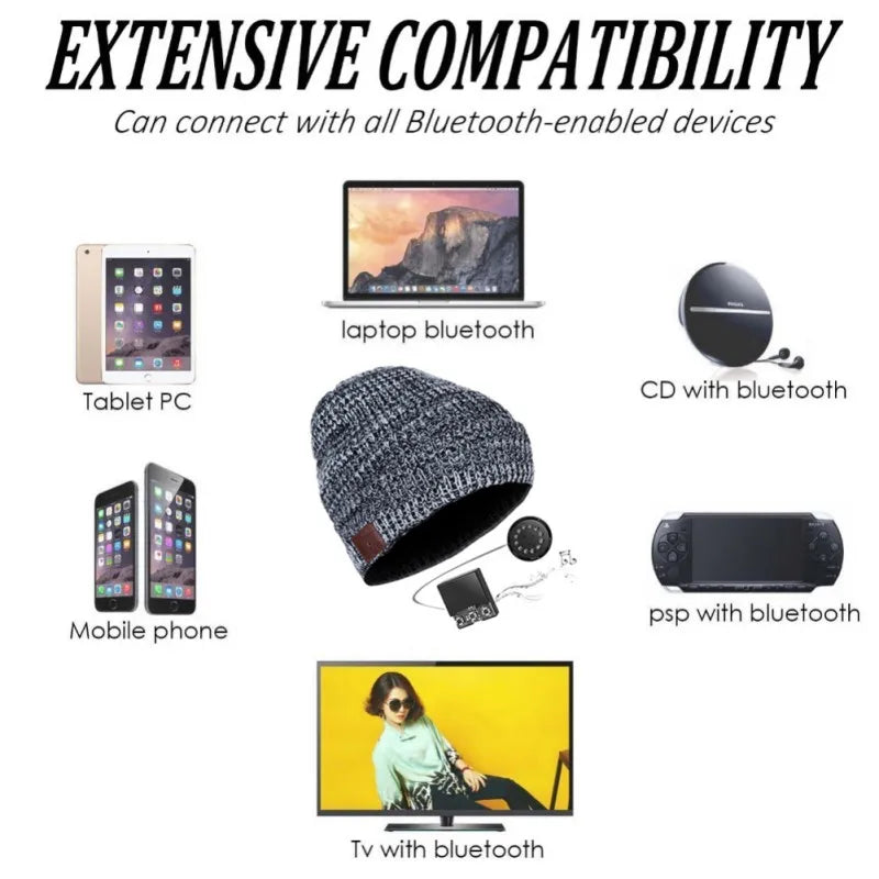 Wireless Bluetooth Headphones Beanies Cap Earphone With Mic Winter Warm Music Caps Fashion Mixed Color Knitted Hedging Hat GlowCart