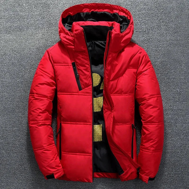 New White Duck Down Jacket Men Winter Warm Solid Color GlowCart