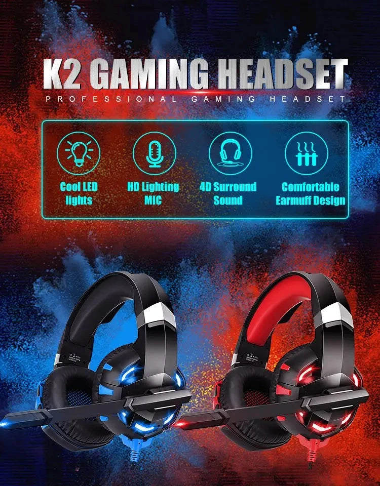 Professional Led Light Wired Gaming Headphones With GlowCart
