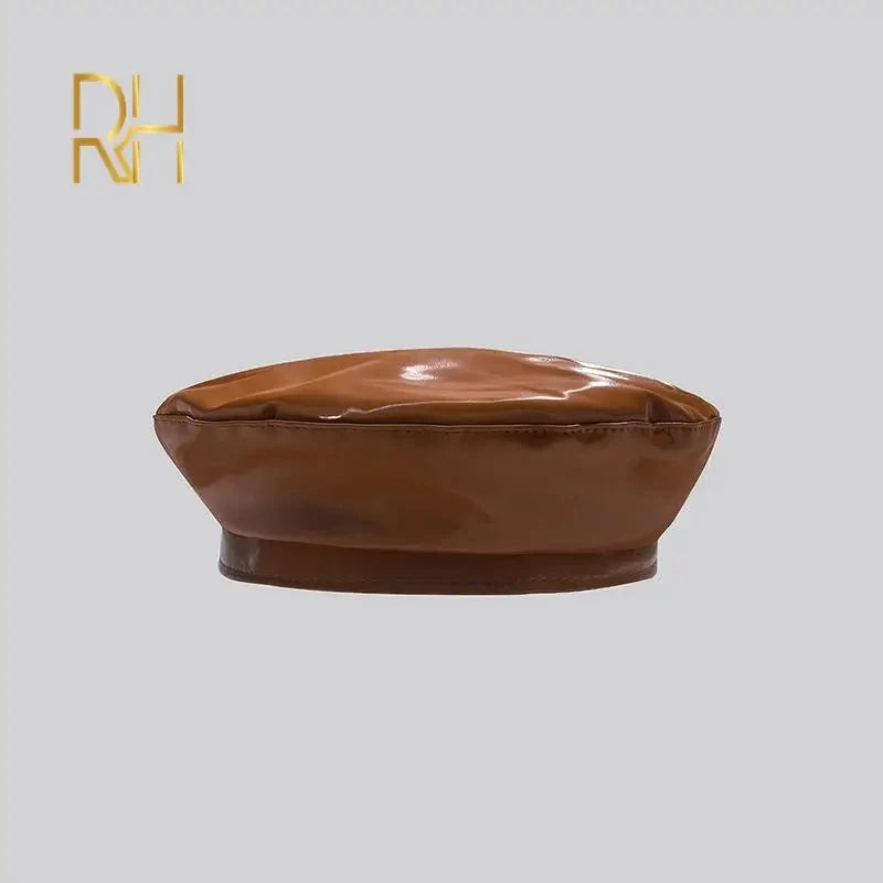 Lady mirror PU leather painter caps casual hat fashion GlowCart