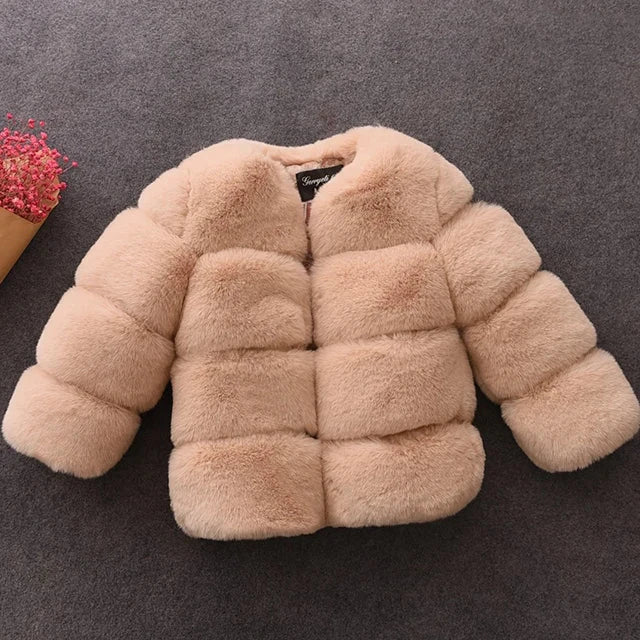 Girls Faux Fur Coat Winter Children Girls Long Sleeve Christmas Jacket Warm Kids Girls Coat Girls Outerwear Clothing GlowCart