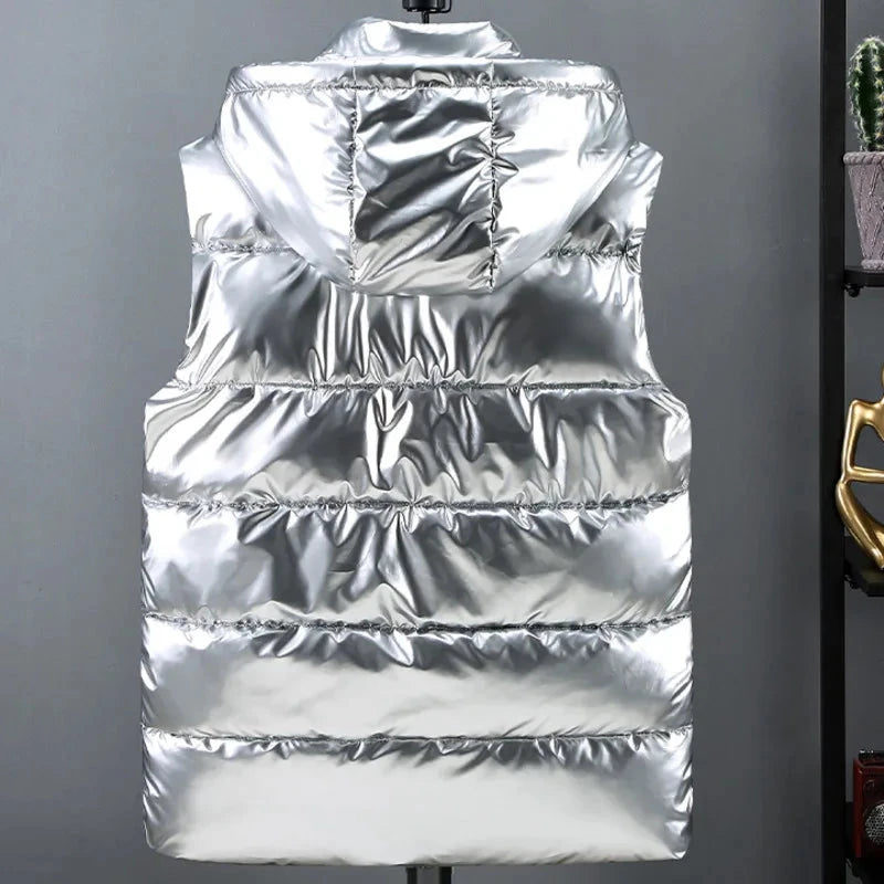 Autumn Witner Down Cotton Vest Men Black Gold Silver GlowCart