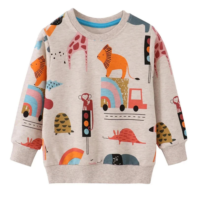 Jumping Meters New Arrival Autumn Winter Animals Print Boys Girls Sweatshirts Cotton Dinosaur Hoodies Children's Sport Shirt Kid GlowCart