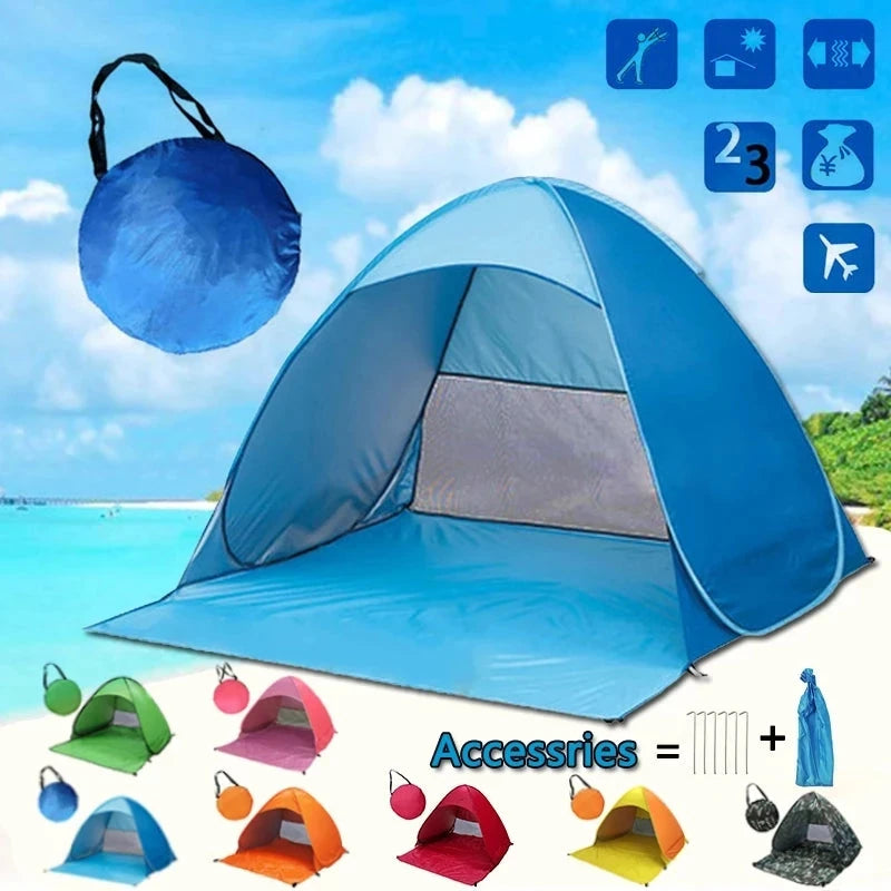 Hot Sale Quick Automatic Beach Tent Outdoor Beach Shade Sun GlowCart