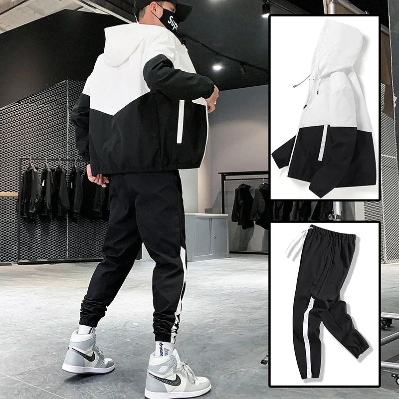 2025 Men Tracksuit Casual Joggers Hooded Sportswear Jackets GlowCart