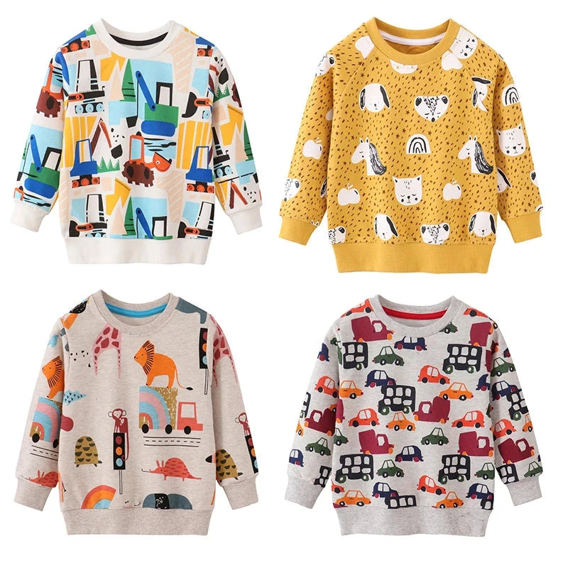 Jumping Meters New Arrival Autumn Winter Animals Print Boys Girls Sweatshirts Cotton Dinosaur Hoodies Children's Sport Shirt Kid GlowCart