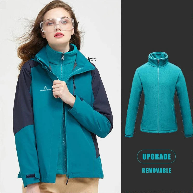 Queshark 3 in 1 Set Women Removable Fleece Jacket Waterproof GlowCart