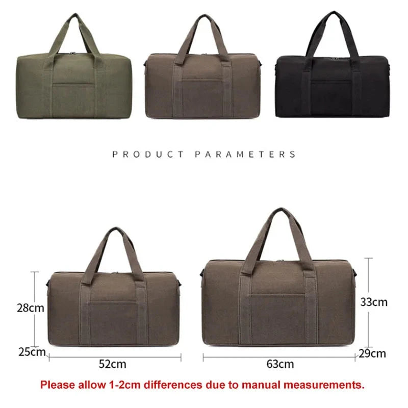 Men Folding Travel Bag Large Capacity Canvas Unisex Luggage GlowCart