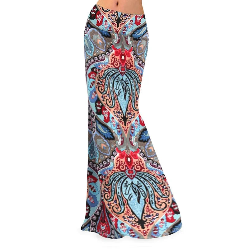 Fashion Pinted Long Skirts Womens Maxi Skirt Summer Sexy Fashion Female Floral High Waist Pencil Skirts Women Mujer Faldas GlowCart