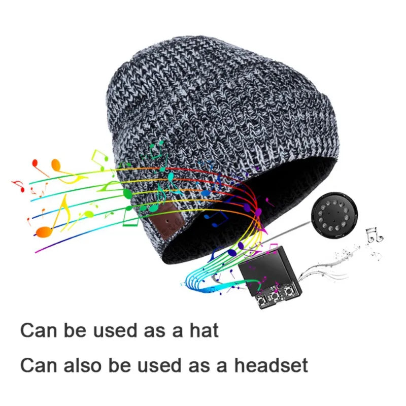 Wireless Bluetooth Headphones Beanies Cap Earphone With Mic Winter Warm Music Caps Fashion Mixed Color Knitted Hedging Hat GlowCart