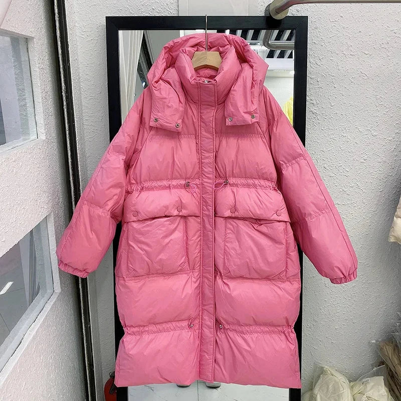 Loose Hooded Down Jacket Women Fashion Solid Color Big GlowCart