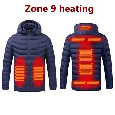 Men's parka Winter Warm USB Heating Jackets Smart Thermostat GlowCart