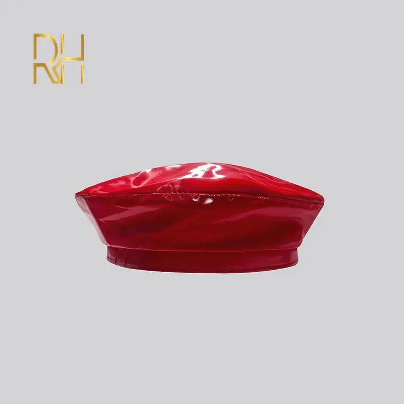 Lady mirror PU leather painter caps casual hat fashion GlowCart