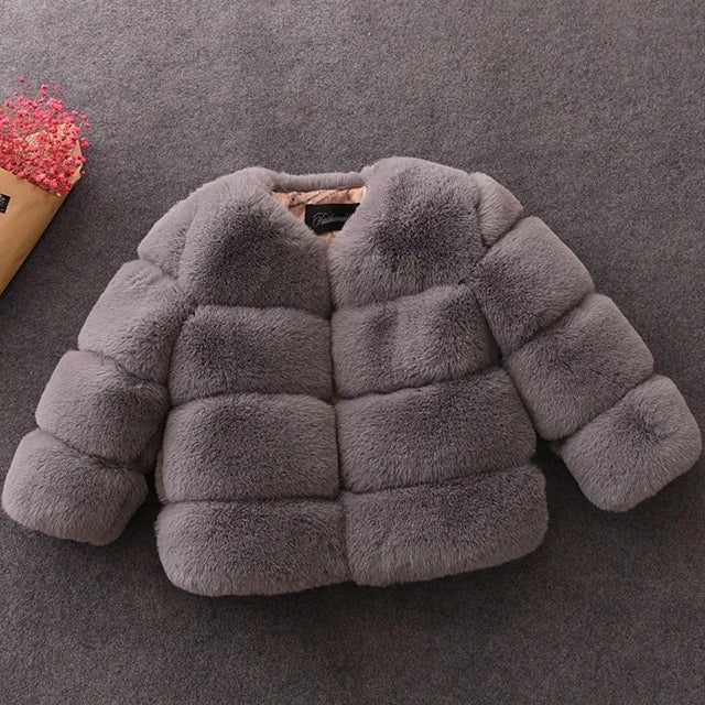 Girls Faux Fur Coat Winter Children Girls Long Sleeve Christmas Jacket Warm Kids Girls Coat Girls Outerwear Clothing GlowCart
