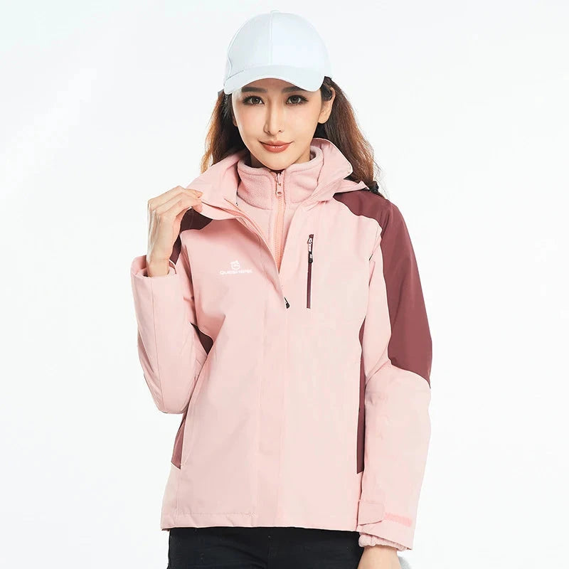 Queshark 3 in 1 Set Women Removable Fleece Jacket Waterproof GlowCart