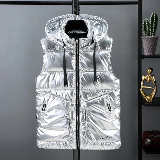 Autumn Witner Down Cotton Vest Men Black Gold Silver GlowCart