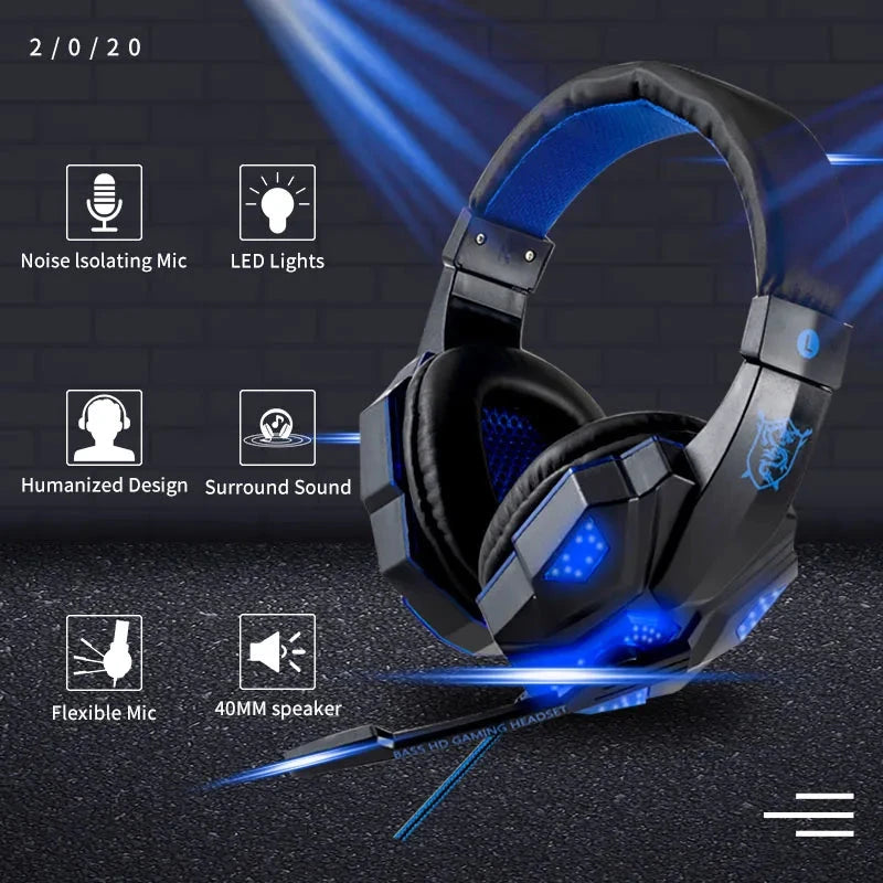 Professional Led Light Wired Gaming Headphones With GlowCart
