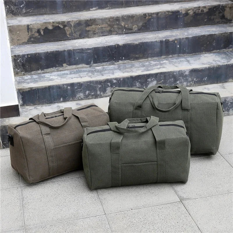 Men Folding Travel Bag Large Capacity Canvas Unisex Luggage GlowCart