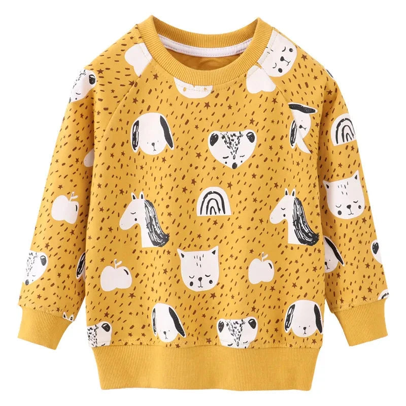 Jumping Meters New Arrival Autumn Winter Animals Print Boys Girls Sweatshirts Cotton Dinosaur Hoodies Children's Sport Shirt Kid GlowCart