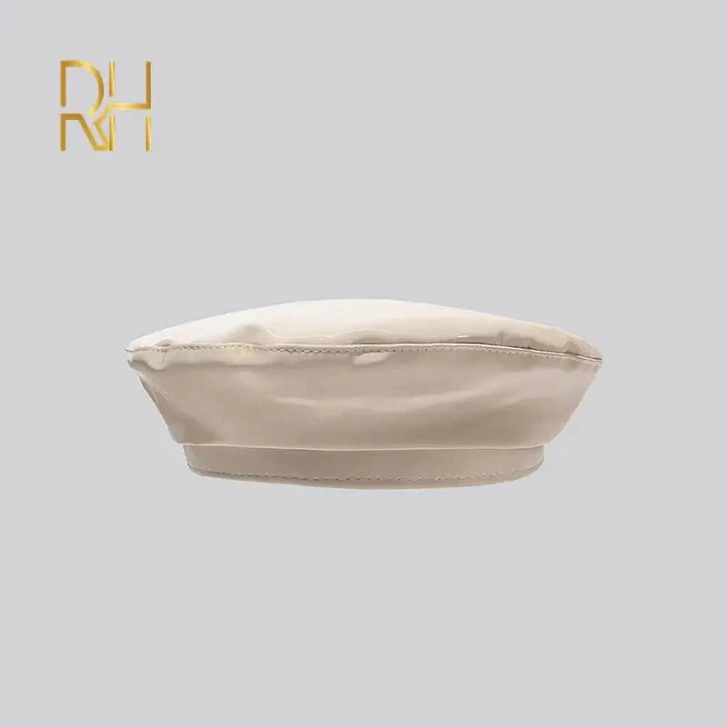 Lady mirror PU leather painter caps casual hat fashion GlowCart