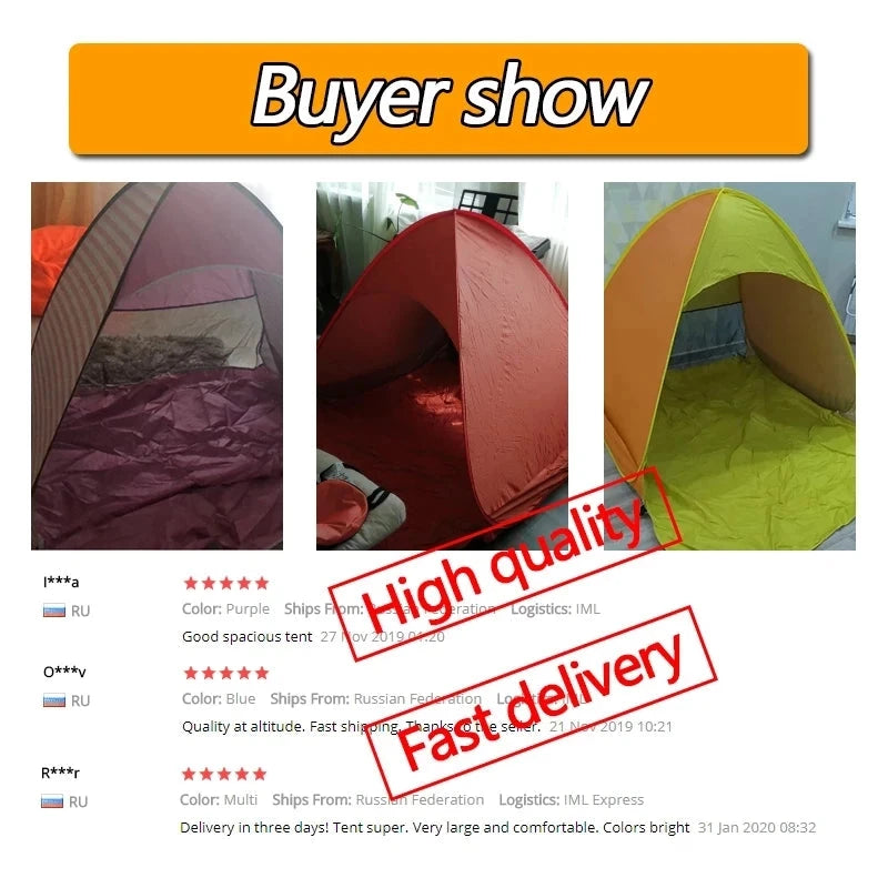 Hot Sale Quick Automatic Beach Tent Outdoor Beach Shade Sun GlowCart