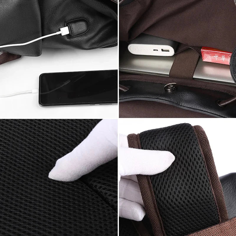 MOYYI Large Waterproof Flip Cover Travel Leather Backpack GlowCart