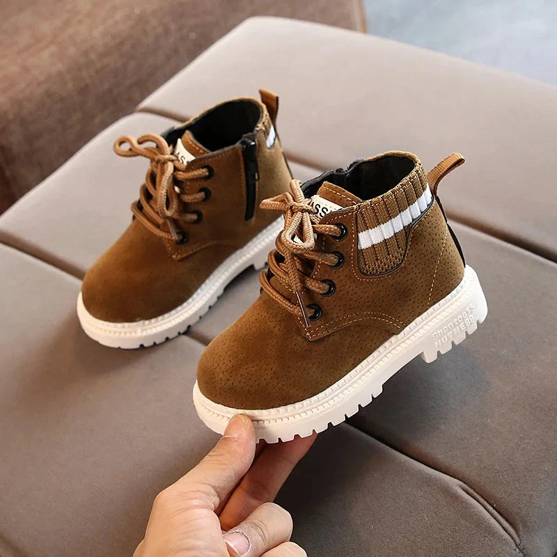 Children's Casual Shoes Autumn Winter Snow Boots Boys Shoes Fashion Leather Soft Antislip Girls Boots 21-30 Sport Running Shoes GlowCart