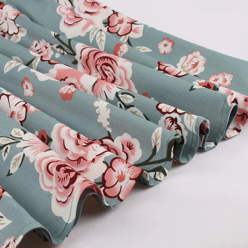 Tonval Vintage 50s Ladies Floral Pleated Rockabilly Dress GlowCart