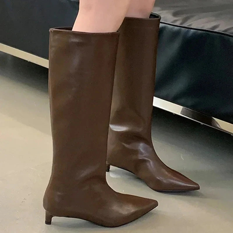 Pointed Toe Women High Boots Leather Fashion Sexy Heels GlowCart