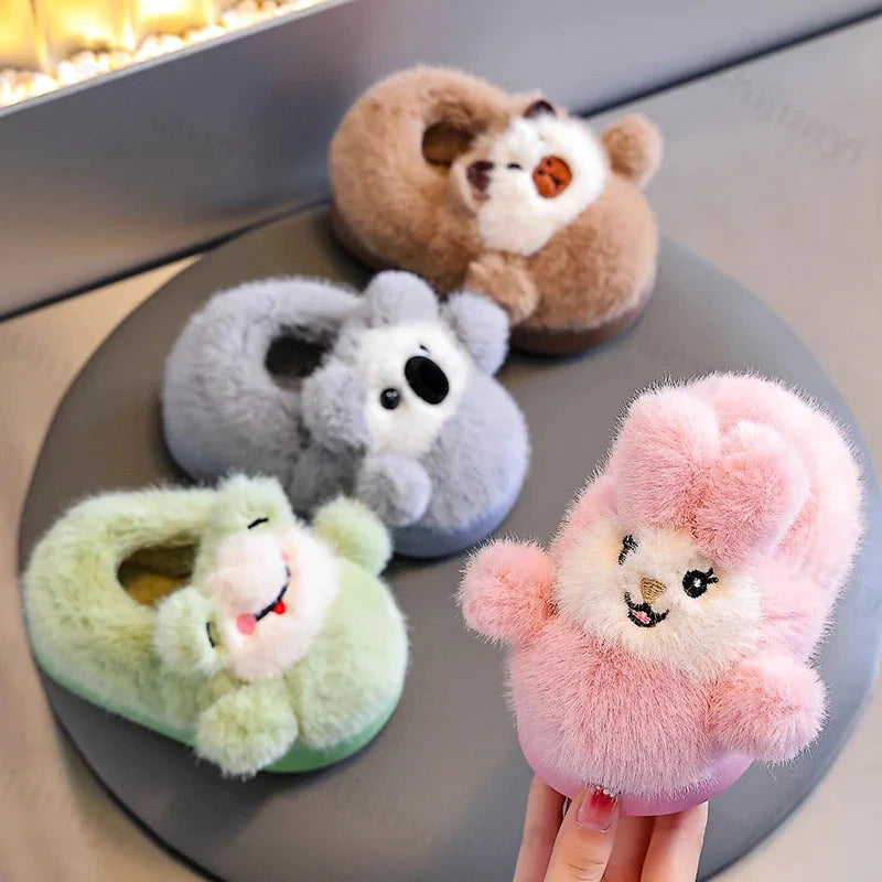 Children Cotton Shoes 2025 Winter Plush Cotton Slippers Boys Girls Cute Cartoon Comfort Anti Slip Indoor Warm Cold-proof Shoes GlowCart