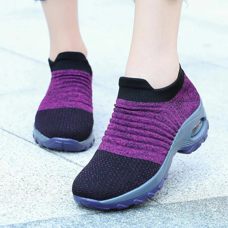 Women Walking Trainers Fashion Fly Weaving Sock Sneakers GlowCart