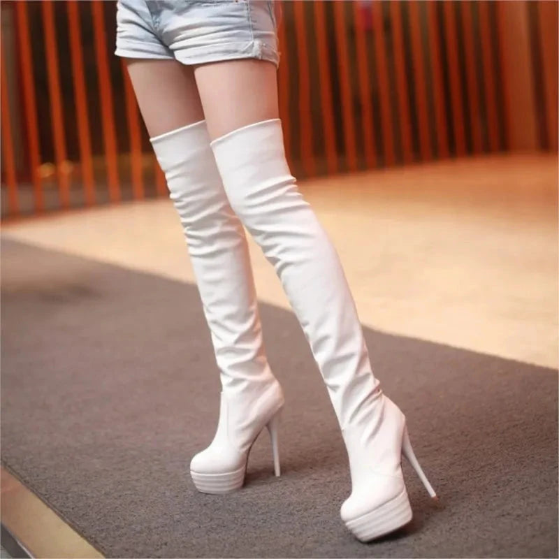 Women Boots 2025 New PU Sexy Over The Knee Long Boots Sexy GlowCart