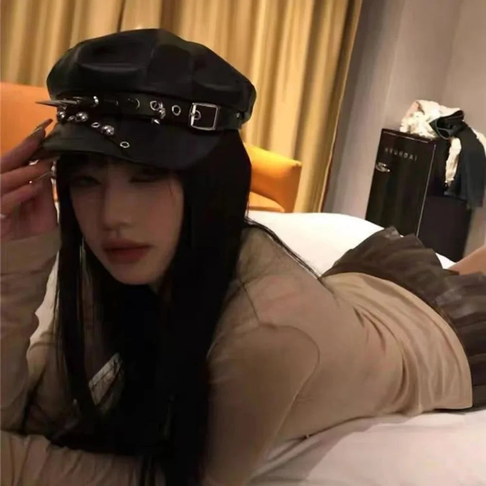 Original subculture beret Harajuku Y2K Girl Women's Gothic GlowCart