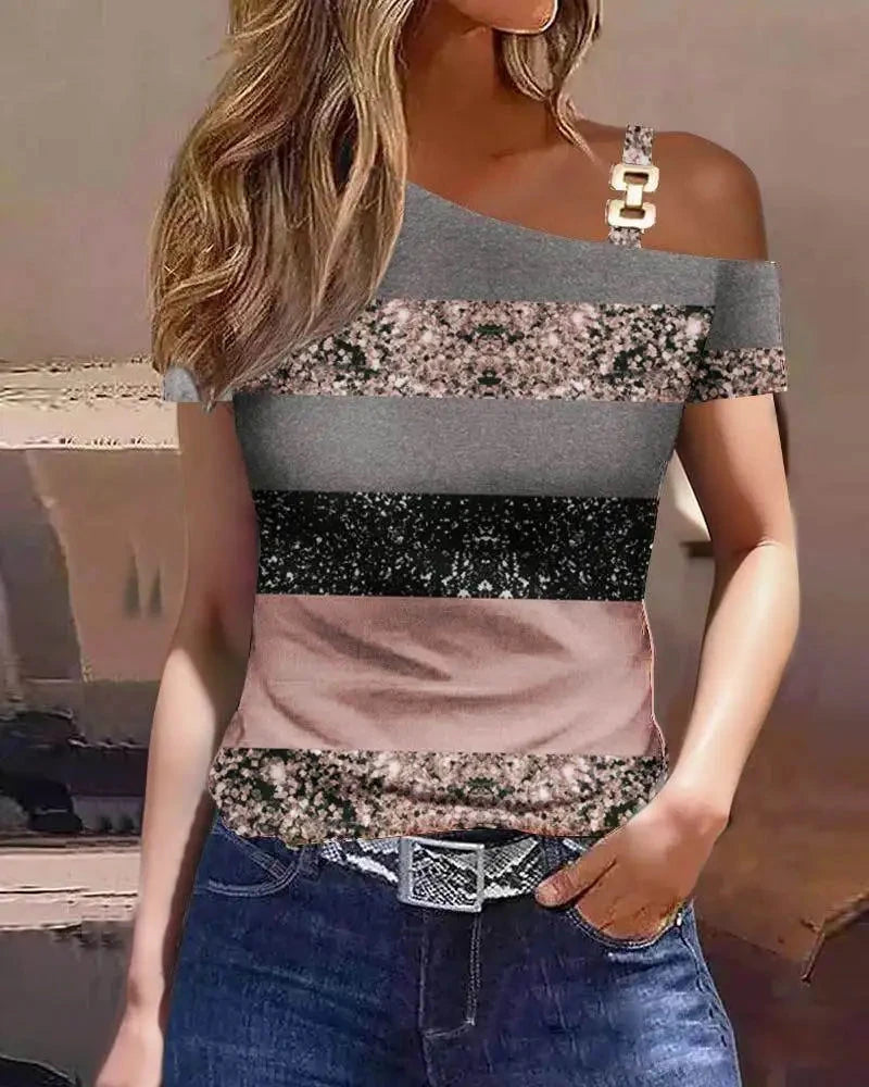 Women Summer Ruffles Short Sleeve Loose T Shirt Chic Elegant GlowCart