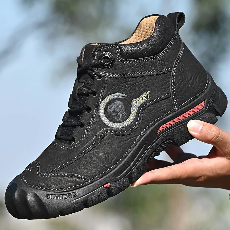 Outdoor Men's Boots Genuine Leather Casual Shoes Climbing Hiking Shoes Warm Winter Boots for Men High Quality Platform Snow Boot GlowCart