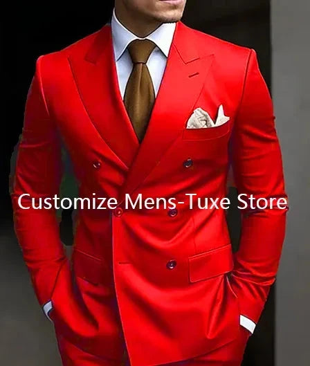 High Quality Brown Men's Suits Double Breasted Bespoke GlowCart