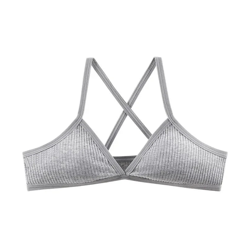 Women Sports Bra Comfort Cotton Bras For Women Thin French Style Bralette Sexy Deep V Triangle Cup Cross Tank Top Bra Yoga Gym GlowCart