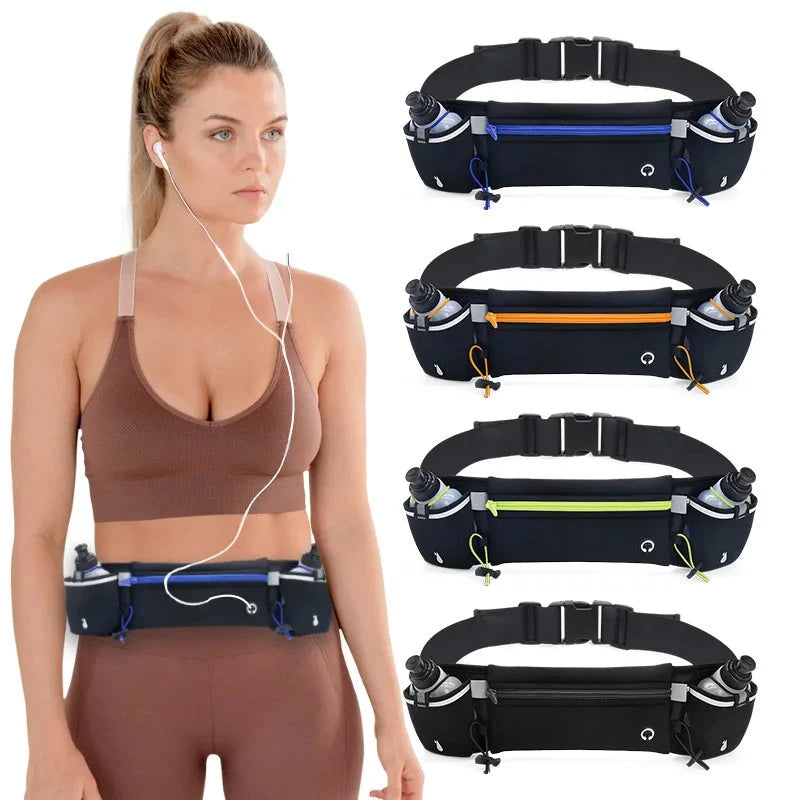 Marathon Trail Running Waist Pack For Phone Water Bottle Sports Fanny Pack Fitness Dual Pocket Running Belt Waist Bag Men Women GlowCart