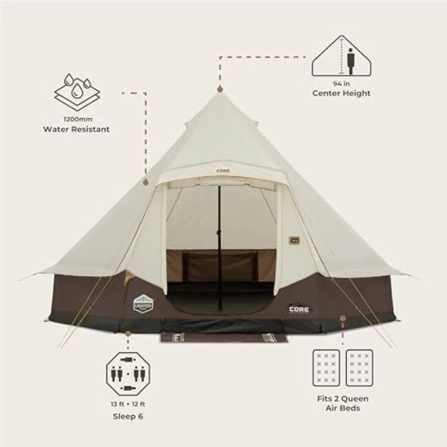 CORE 6 Person Bell Tent with Integrated LED Lights for GlowCart