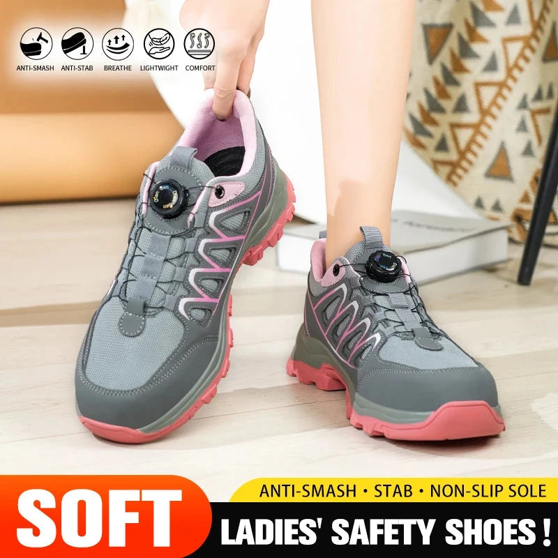 Womens Safety Shoes All-Season Casual Footwear Anti Smashing Lightweight Breathable Fashionable Shoes Low Top Protective Shoes GlowCart