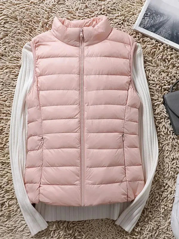 0-10℃ Women Puffer Vest Coat Autumn Winter Sleeveless Duck GlowCart