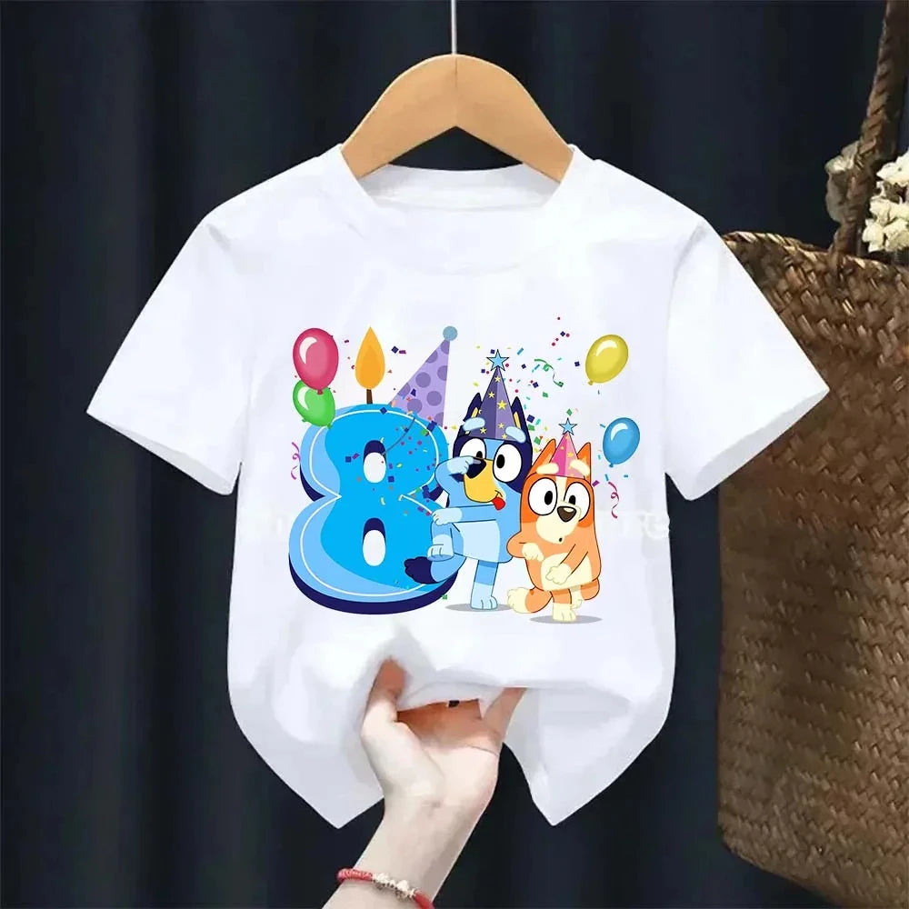 Boys Girl Summer Short Sleeve Children T-shirt Cartoon Birthday Digital Print Breathable Baby Tee Tops Y2k Kawaii Kids Clothing GlowCart