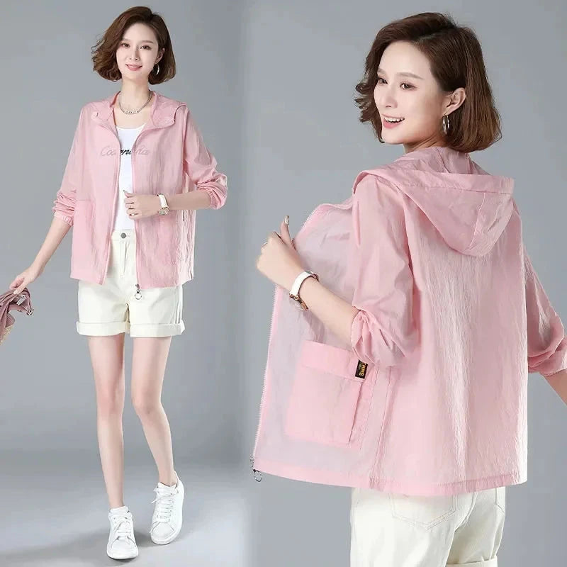 2025 Summer Women Hooded Beach UV Jacket Female Long Sleeve GlowCart