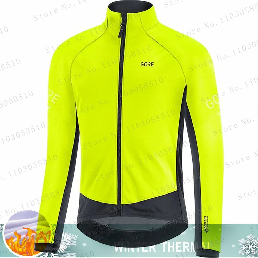 Winter Jersey Men's Thermal Fleece Bicycle Clothing MTB Long Sleeve Warm Tops Road Bike Outdoor Sports Jacket Bike Clothing GlowCart