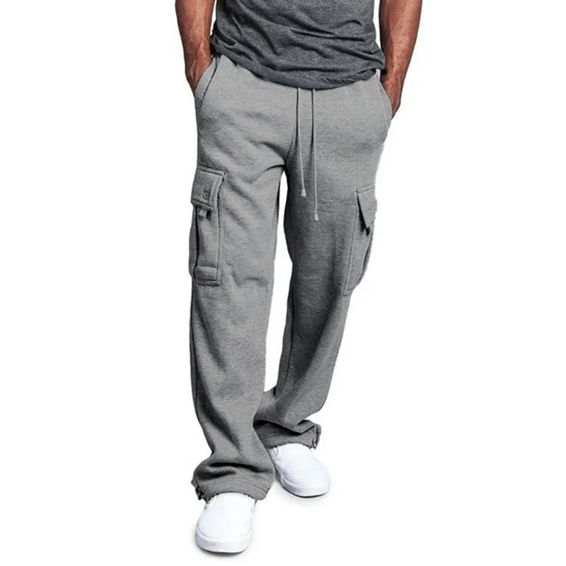 Men's  Cargo Pants Loose Drawstring Sweatpants with Pockets Sports Straight Trousers Jogging Long Pants Hip Hop Streetwear GlowCart