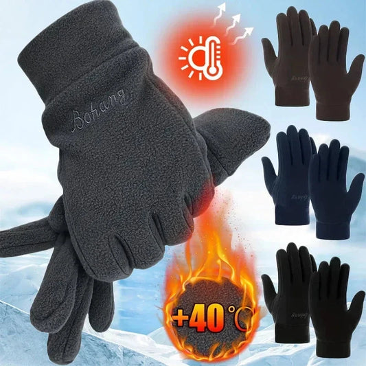 2024 Winter Warm Thermal Thicken Fleece Gloves for Men Women Full Finger Gloves Outddor Windproof Running Skiing Cycling Mittens GlowCart